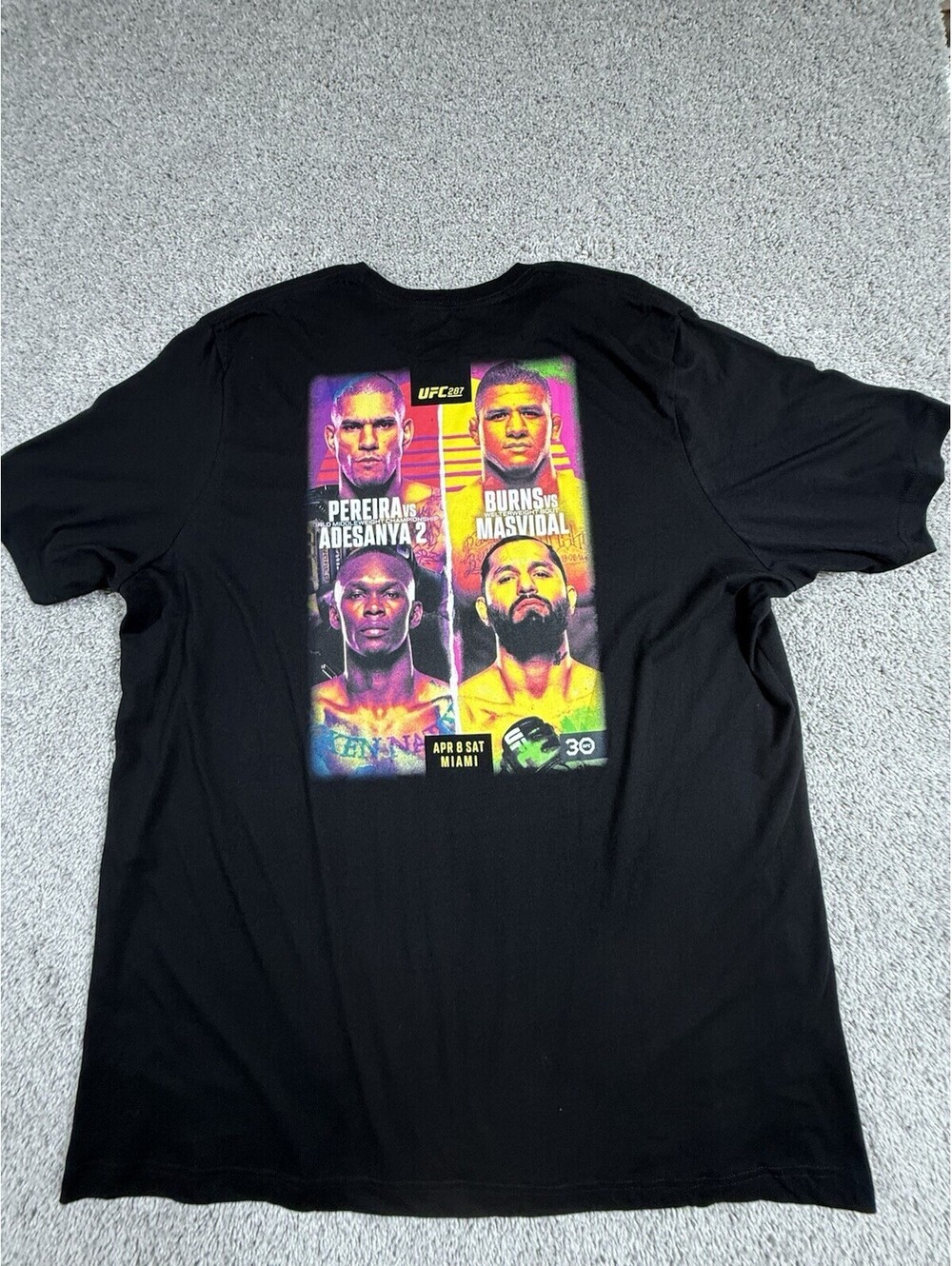 UFC Official 287 Adesanya vs Pereira black cotton graphic t-shirt NWT Size 3XL